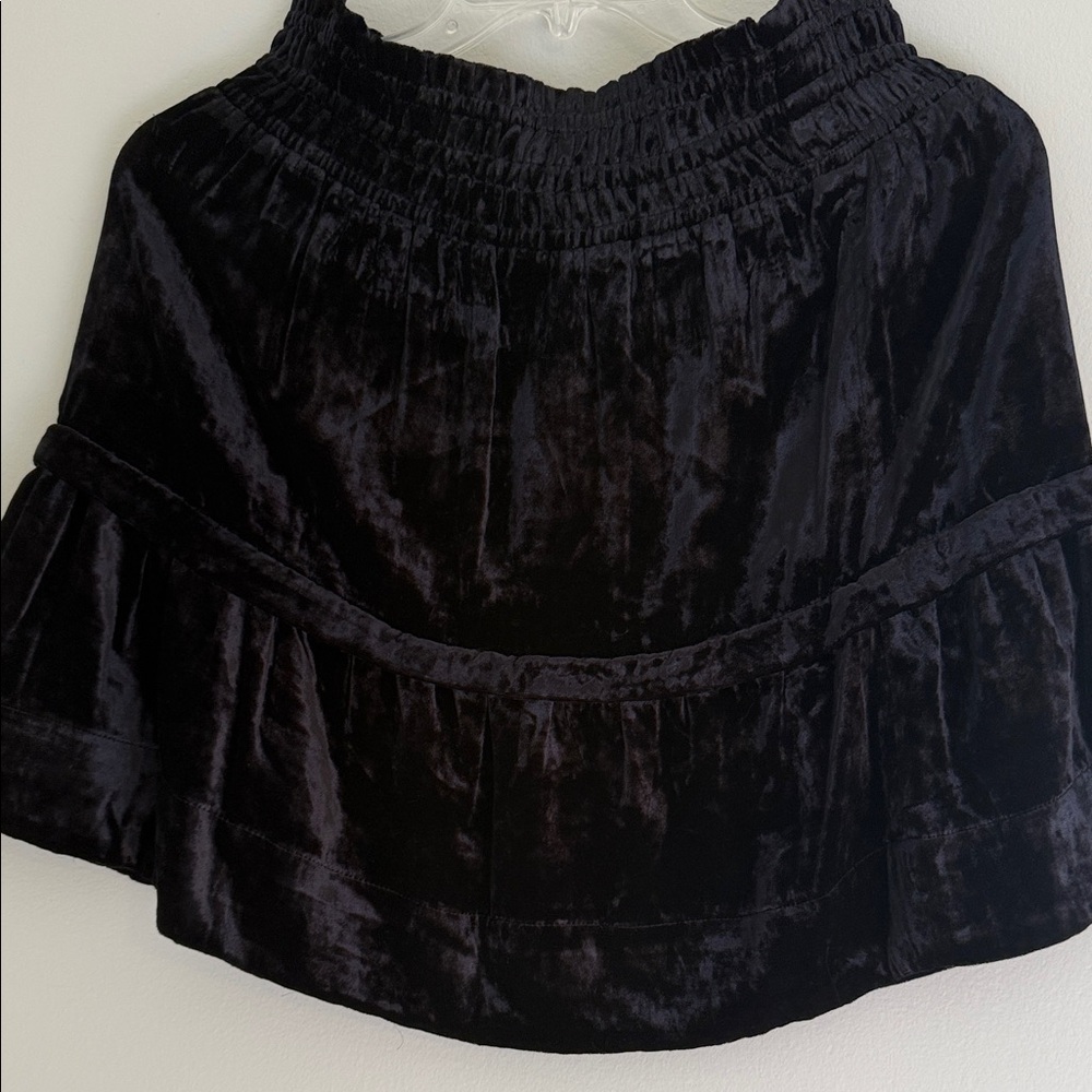 Anthropologie Black Velvet Tiered Women's Skirt